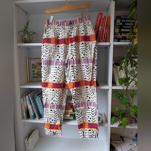 Handmade Women's Colourful Cotton Print Pants Size 10 Indie Hipster Dopamine